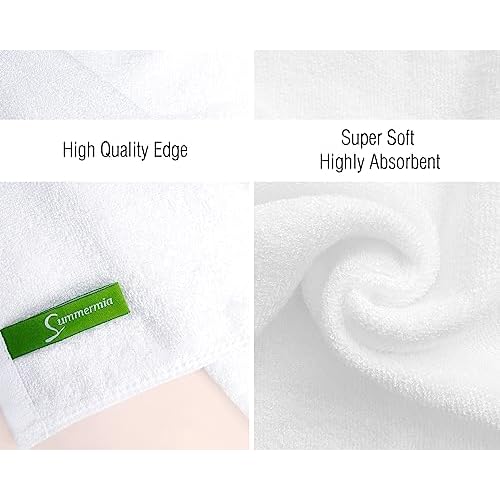 12 Pack Washcloths 13" x 13" - Soft Wash Cloths for Your Face Towel, Viscose derived from Bamboo & Cotton Blend Wash Cloths for Your Body (White)