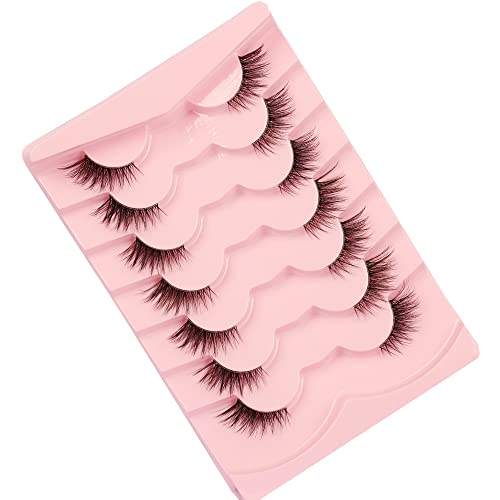 Half Lashes Cat Eye 3D Fluffy Wispy Clear Band - 7 Pairs