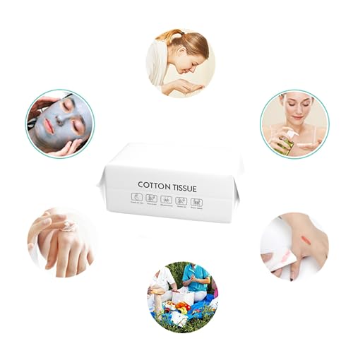 Cotton Tissue Facial Tissue Soft Dry Wipe Multipurpose Cotton Wipes Disposable Face Towel Extra Strong and Absorbent Dry or Wet Use for Surface Cleaning Makeup Removing Baby Care 1Pack(100Count)