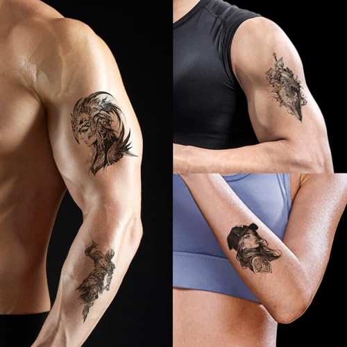 26 Waterproof Temporary Tattoos,4.7 Inches Each.Suitable for Adults and Children,for Use On Chest,Shoulders,Arms,and Legs.Realistic Halloween-Themed Designs.