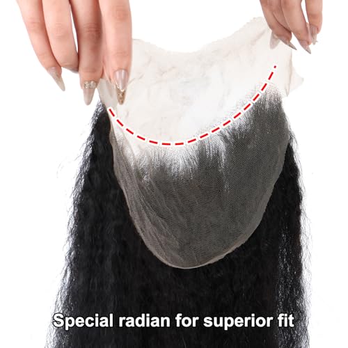 Kerriana Lace Frontal Kinky Straight Human Hair 16 Inch 13x4 Ear to Ear Transparent Kinky Frontal 13 by 4 Closure
