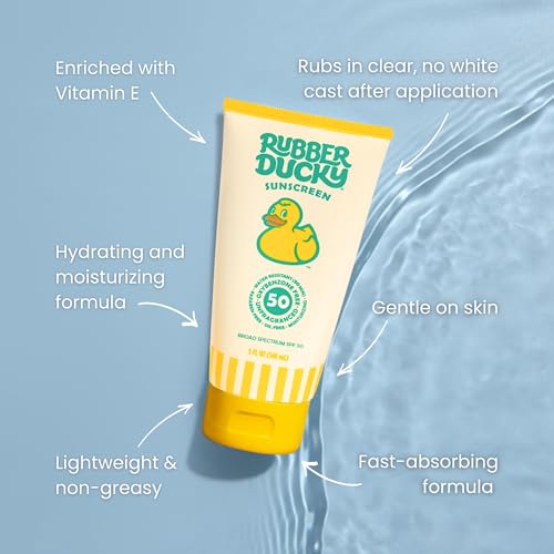 Rubber Ducky | Vitamin E Sunscreen with SPF 50, Water-Resistant Sunscreen for Face and Body | Broad Spectrum Lotion, Oil-Free Moisturizing, Alternative for Moisturizing Sunblock (1 pc., 5oz)
