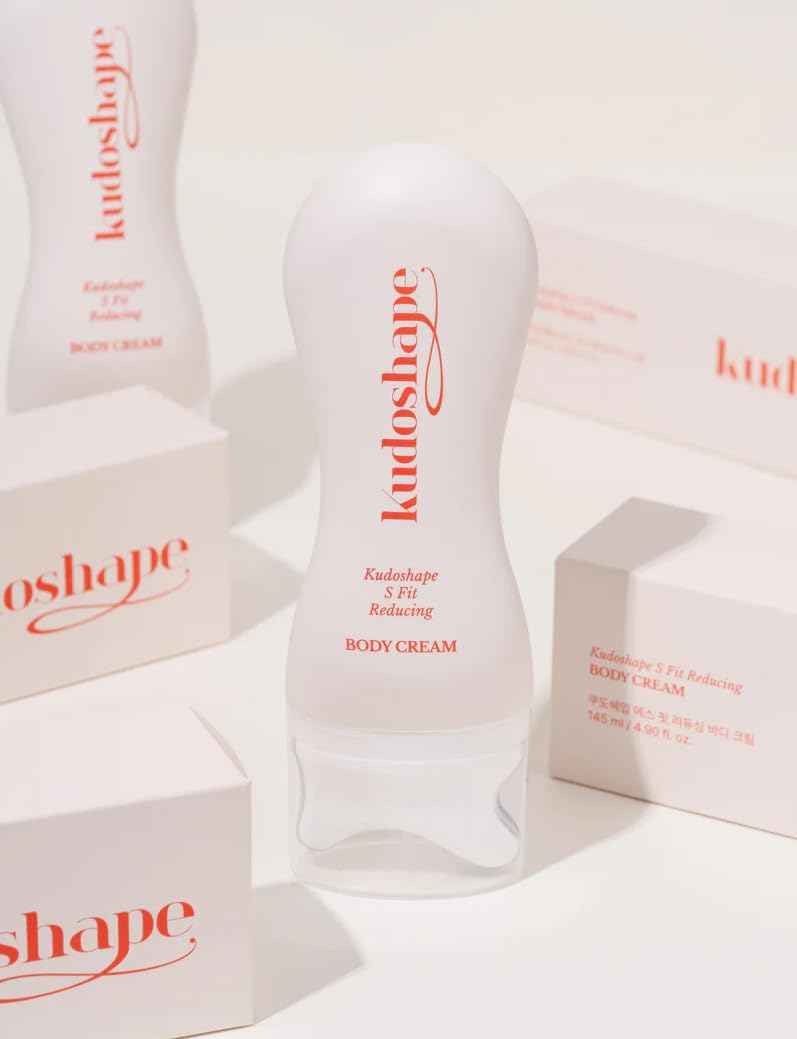 Kudoshape S-Fit Reducing Body Cream 145ml (4.9 fl. oz) – Moisturizing Body Lotion with Massage Roller | BHA & Natural Extracts for Smoother, Toned-Looking Skin | Korean Skincare