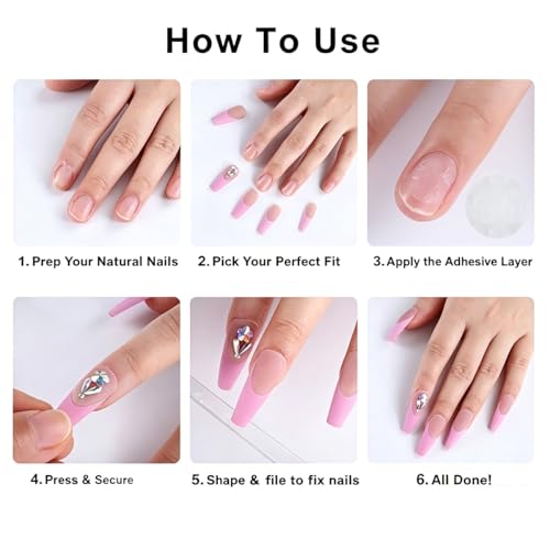 Short Square French Tip Press on Nails - White Flower & Star Design (24 Pcs)