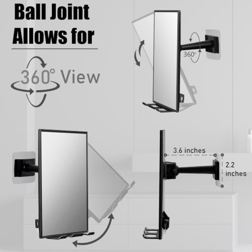 Shower Mirror with Squeegee & Razor Holder - 360° Rotation
