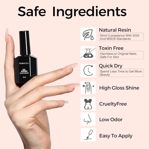 TOMICCA Sheer Nude Gel Nail Polish - 15ml Jelly Translucent UV LED Polish