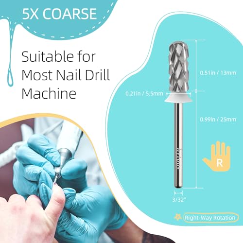 Small Barrel Nail Drill Bit - 3/32 Shank Carbide for Acrylic & Gel
