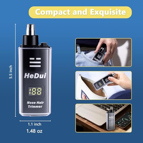 10 Pack Nose Hair Trimmer for Men and Women USB Rechargeable with Digital Display Nose and Ear Trimmer for Men Dual Edge Rotating Blades Easy Clean Detachable Head Compact and Travel Friendly