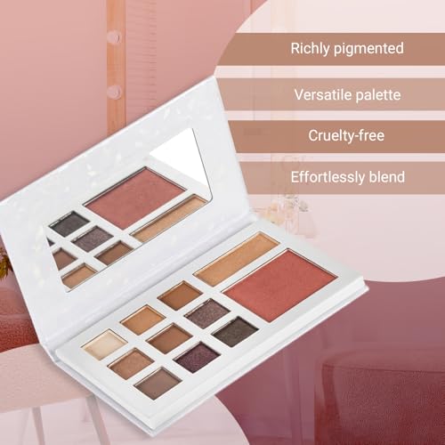 Profusion Cosmetics Beauty Box Face Collection - Compact Full Face Palette with Neutral Eyeshadows, Blush, Highlighter, Lip Gloss & 2 Application Brushes With Built-In Mirror, Vegan & Cruelty-Free