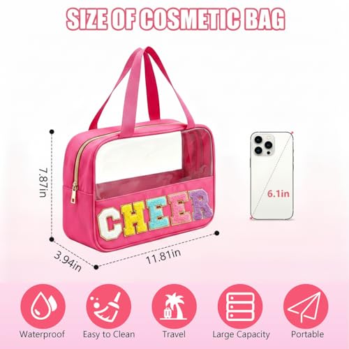 Cheer Chenille Letter Clear Makeup Bag with Handle