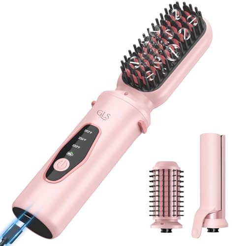GLS 3-in-1 Cordless Hair Straightener Brush with USB Rechargeable Battery
