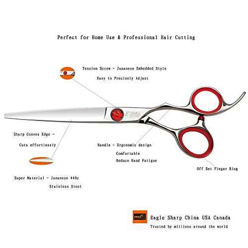 Professional 6.0-inch Shears Cutting &Thinning Scissors Kit Convex Edge Hairdressing Scissors Set 440C Steel Stainless Japanese Process with Free Fine Orange Leather Case