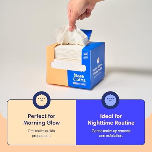 Carecloths Ultra Deluxe Disposable Face Towel, Fragrance & Lint-Free, 100% Biodegradable, Cloths Like Feel, 50ct, MAXI Size 10" x 12"