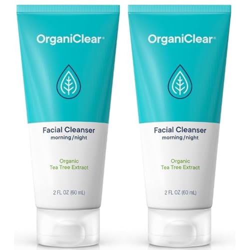 Facial Cleanser w/Organic Tea Tree & Salicylic Acid ? Gentle Daily Foaming Gel Face Wash for Deep Cleansing & Makeup Removal ? Unclogs Pores, Eliminates Dirt & Oil, (2 oz) 2 Pack