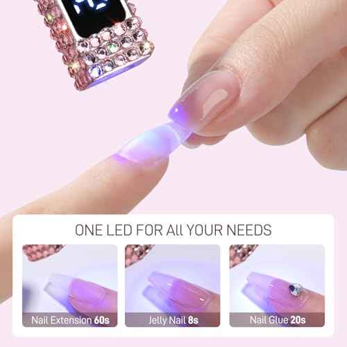 GAOY Handheld UV Light for Gel Nails, Mini Nail Lamp, Portable Cordless Rechargeable, Fast Curing, Diamond Pink