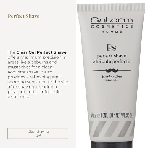 SALERM - Men's Shaving Gel - Perfect Shave Homme Barber Line - Transparent Gel for a Perfect Shave - Calms and Hydrates the Skin - Helps Reduce and Delay Hair Growth