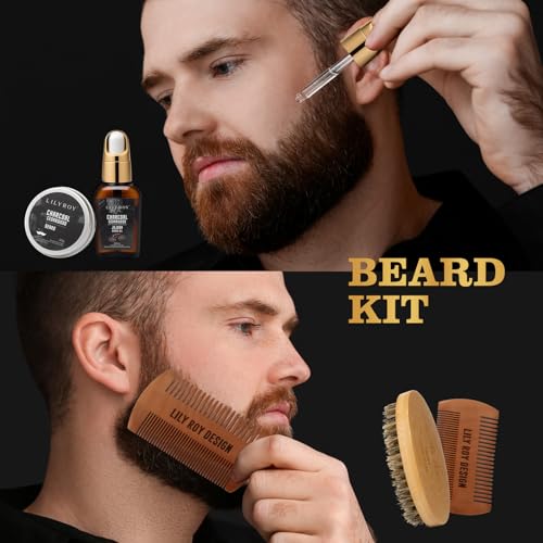 Fathers Day Gifts for Men - Luxury Bath & Beard Gift Set for Men, Bath & Body Care Kit for Him with Beard Wax | Valentines Day, Christmas, Birthday, Spa Kit Travel Bag Gift for Dad