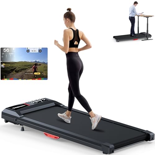 Walking Pad Treadmill, Upgraded Up to 10% Incline Walking Pad, Voice Controlled Under Desk Treadmill 300+LB Capacity Work with KINOMAP, Only 39LBS Portable Treadmill for Home,Office,Apartment