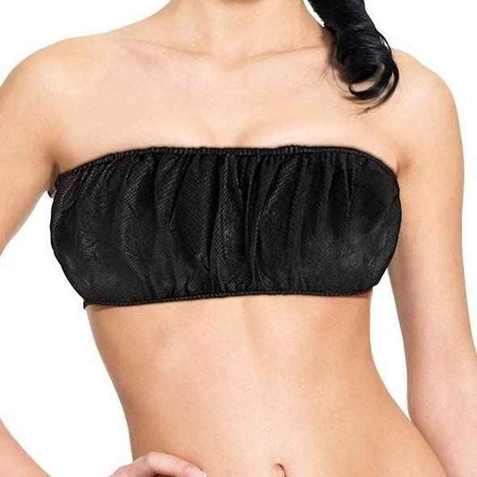 essenavita Disposable Extra Large Size Black Bra with tie 50 Pack for Spray Tanning spa Salon and Beauty Services Soft and Durable