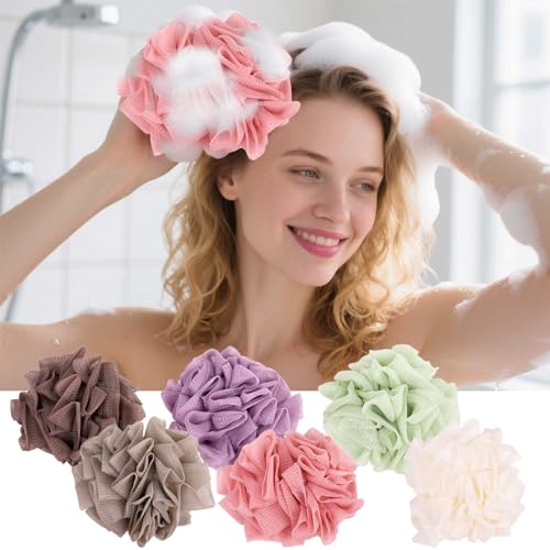 6 Packs Wash Cloth Loofah for Bar Soap, 2 in 1 Loofah Sponge Washcloth Combo for Body Wash and Smooth Skin