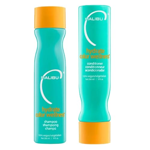 Malibu C Hydrate Color Wellness Duo - Vegan Shampoo & Conditioner Set for Color-Treated Hair