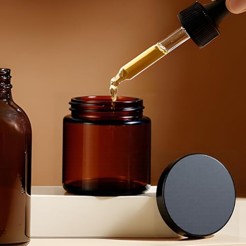4oz Amber Glass Jars with Lids, 2 Pack - Airtight Travel Containers