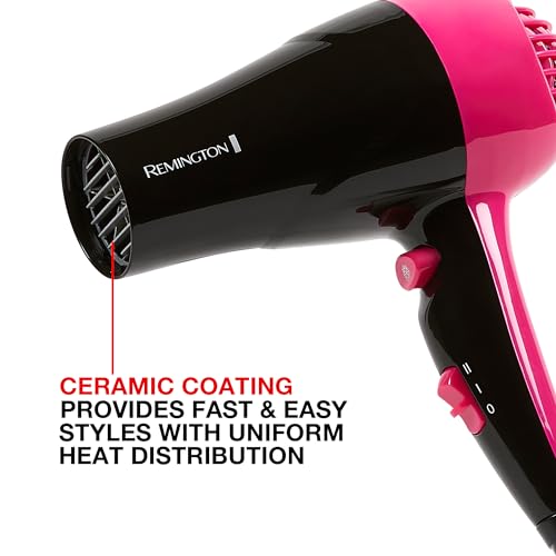 Remington Compact Styler - Small & Portable Hair Dryer - Ceramic Blow Dryer with 2 Heat/Speed Settings & Cool Shot Button for Smooth Finish - Travel Size Lightweight Handheld Dryer, 1875W
