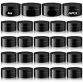 Dandat 24 Pcs 4 oz Plastic Jar Container with Lid and Label Refillable Empty Round Black PET Cosmetic Sample Slime Containers for Lotion, Cream, Ointments, Body Butter, Makeup, Travel Storage