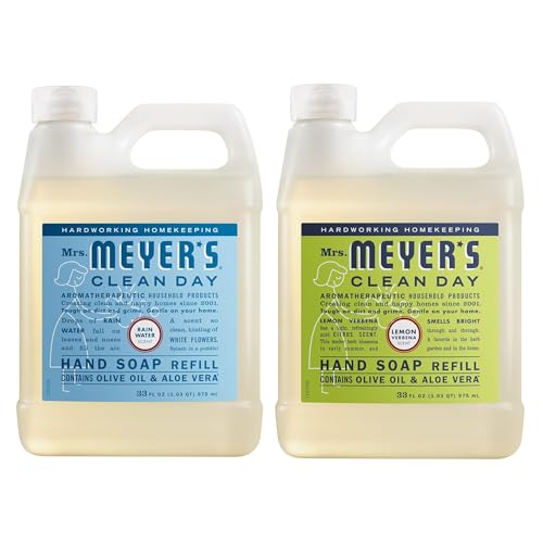 Mrs. Meyer's Clean Day Hand Soap Refill Pack of 2 - Lemon Verbena & Rain Water, 33 Fl Oz Each
