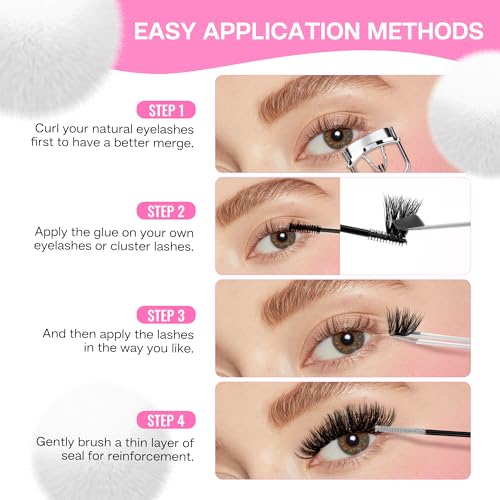 CALAILIS Lash Clusters Wispy 3D Fluffy Cluster Eyelash Extensions 144Pcs Multi-Layered Natural DIY Eyelash Clusters Soft and Reusable Volume Individual Cluster Lashes (10, 10-16MIX)