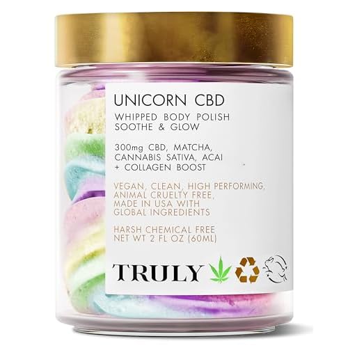 Truly Beauty Unicorn Whipped Body Polish with Chia, Acai and Rose - with Shea for Women, Body Butter Cream for Softer, Smoother and Glowing Skin - 2 Fl. Oz
