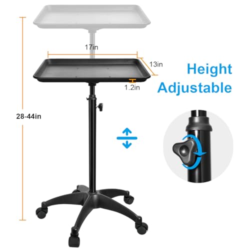 Height Adjustable Salon Rolling Cart Aluminum Tray