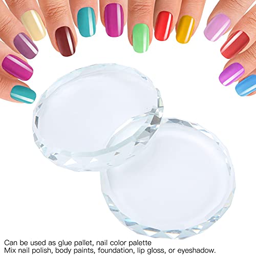 2Pcs Glass Nail Art Palette - Mixed Color Mixing Board