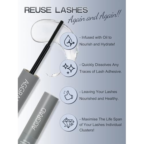 REUSE LASHES Nourish Cluster Lash Glue Remover, Just 30S Effectively Gentle Formula Eyelash Glue Remover for Lash Extensions Clusters Eyelash Adhesive Gel for Lash Clusters 5ML