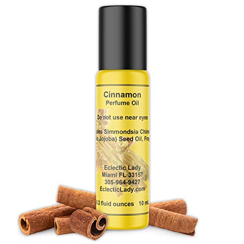 Eclectic Lady Cinnamon Perfume Oil, 0.3 Oz Portable Roll-On Fragrance with Long-Lasting Scent, Delightful Essential Oils and Jojoba Oil For Daily Use