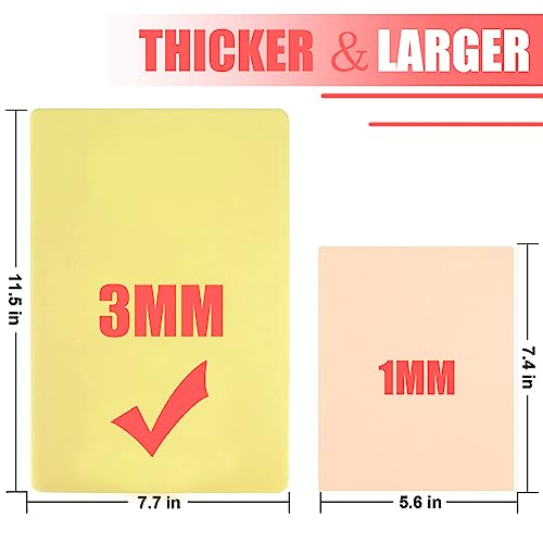 SOTICA 3MM Tattoo Skin Practice Kit - 3pcs 3MM Fake Skin Tattoo Pratice Skins Silicone 12x8" Thick Practice Skin for Tattooing with 20pcs Transfer Papers