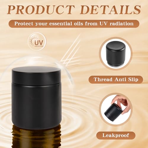 4 oz Glass Jars with Lids, Large Empty Jars, Airtight Cosmetic Containers for Candle Making, Lotions, Ointments, Bulk Storage, DIY Crafts (36 Pack, Black Frosted)