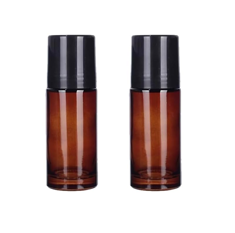50ml Brown Glass Roller Bottles Set of 2 – Refillable Rollerball Containers for Essential Oils & Fragrances