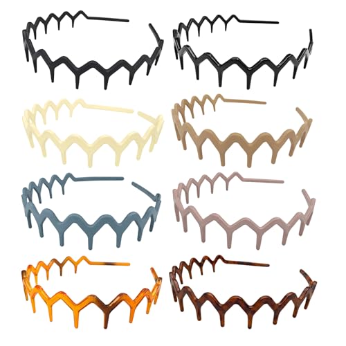 8-Pack Zigzag Headbands with Teeth for Women & Men