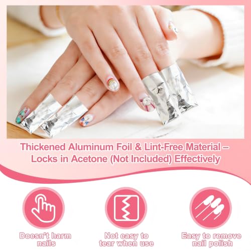 Gel Polish Remover Foil Wraps with Lint-Free Cotton Pads - 400 Pack