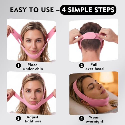 Double Chin Reducer & V Line Jawline Strap for Sleeping, Pink