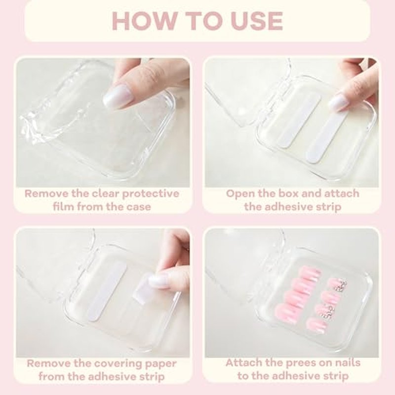 14-Piece Press On Nail Organizer Case with Double Sided Tape