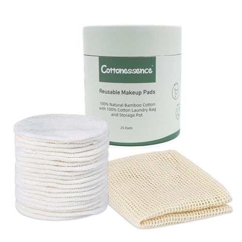 Reusable Bamboo Makeup Remover Pads - 25 Pack with Laundry Bag & Storage Box