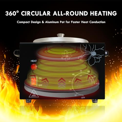 Professional Wax Warmer with Adjustable Temperature for Hair Removal - Electric Melted Wax Beads Heater for Women (Black Single Pot)