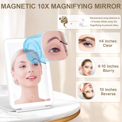 Mocado LED Foldable Makeup Mirror 5x7" 3 Color Lights USB Rechargeable