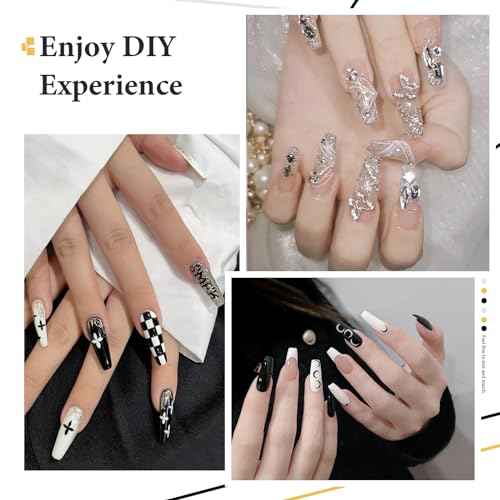 Gel Nail Art Polish Set with Thin Brush ? 4 Colors White Gel Nail Polish Black Silver Glitter Liner for Nail Art Design French Tips Soak Off UV/LED 8ml