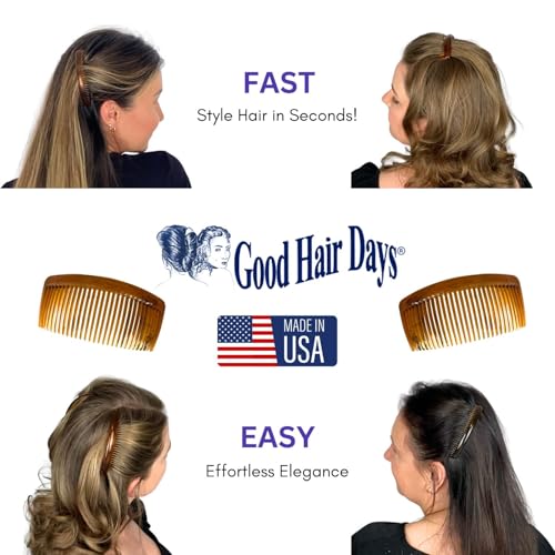 Good Hair Days Curved Side Combs 3.75" - 2 Pack, All Hair Types