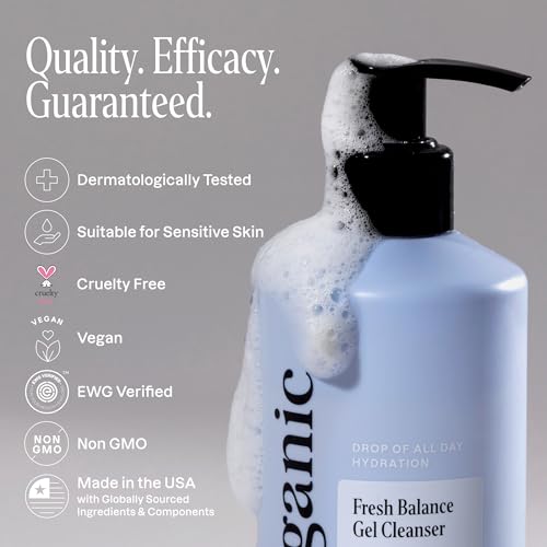 Cliganic Hydrating Facial Gel Cleanser with Triple Botanical Complex¢ç ? Clean Gentle Face Wash with Jojoba, Rosehip Argan Oils Removes Makeup Impurities Aloe Vera Glycerin for Balanced Glowing Skin