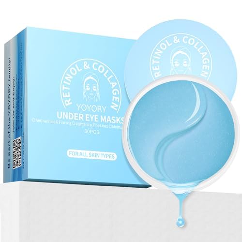 Under Eye Patches Masks - for Dark Circles, Puffy Eyes, Fine Lines, Wrinkles, Eye Bags Treatment with Collagen and Hyaluronic Acid,Firming & Cooling, Moisturizing and Hydrating (60 Pcs) Blue