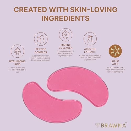 BRAWNA Rose Cooling Eye Patches for Dark Circles & Puffiness - 24 Pairs